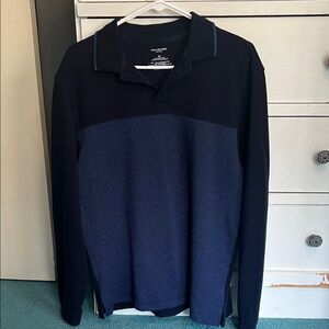 Van Heusen Men's Dark Blue Long Sleeve Polo Classic Casual SZ Medium